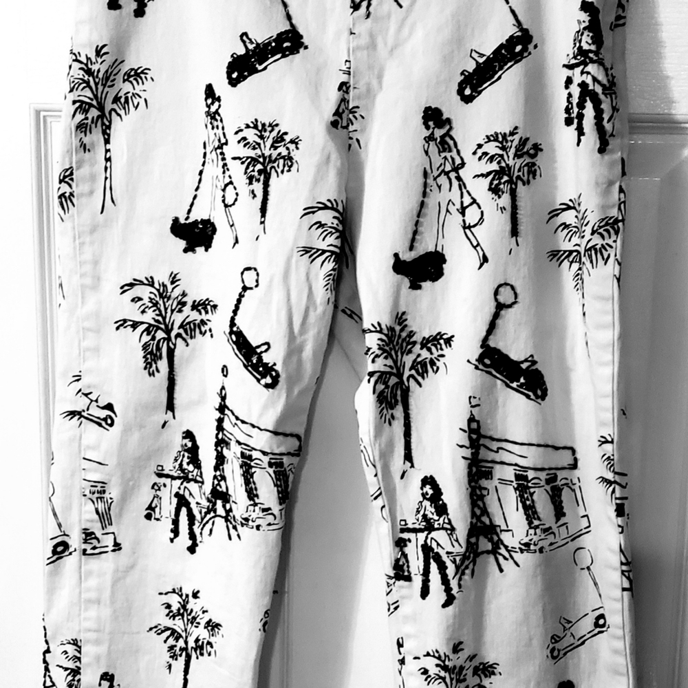 HAVENBLEU Beaded Black/Sequined Capris Crop Pants Paris France